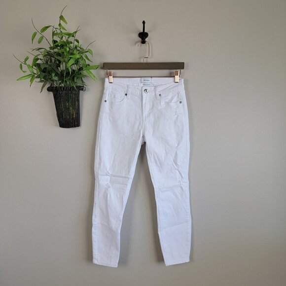Pistola Skinny Distressed White Mid Rise Jegging Ankle Crop Stretch Jeans 26 - Picture 2 of 16